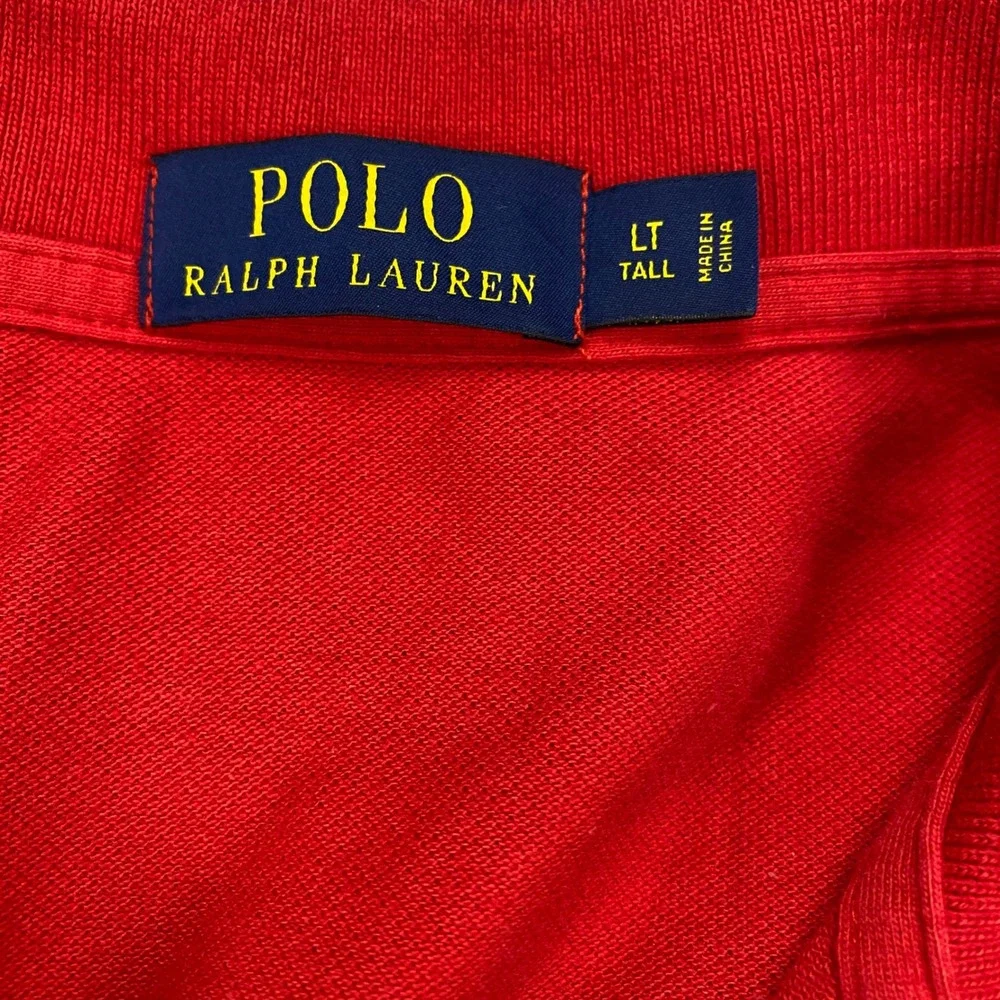 Polo Ralph Lauren Mens LT Tall Red Short Sleeve Pique Cotton Polo Shirt Pony - Picture 4 of 11